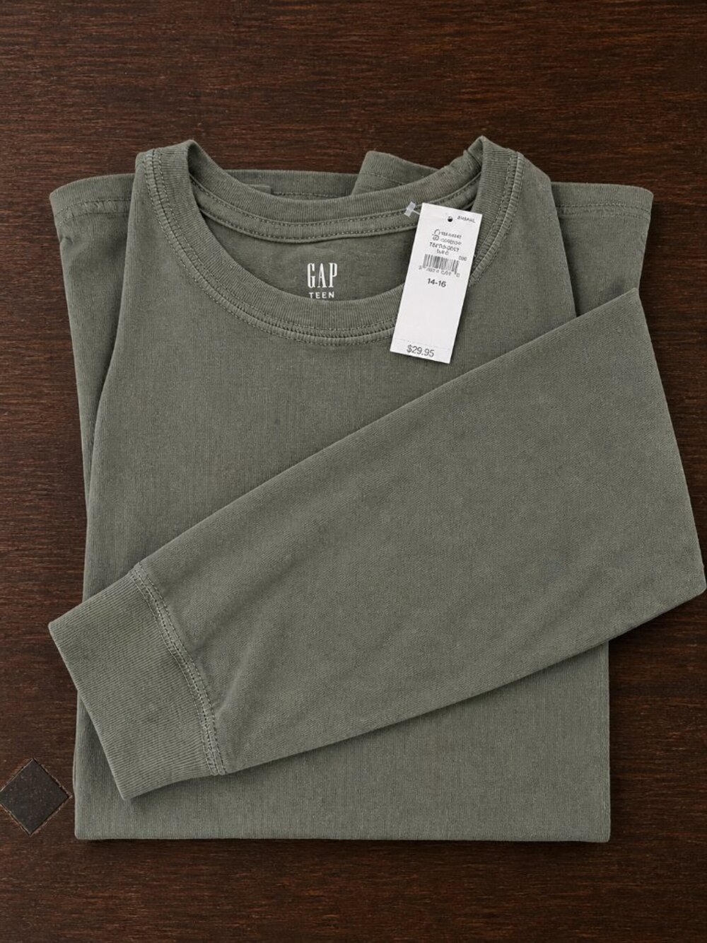 🌿 GAP Teen Olive Green Long Sleeve Tee Teen Size 14-16